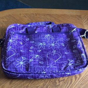 MOVING SALE NO HAGGLING JWORLD PURPLE WHITE LARGE FLORAL PRINT COMPUTER BAG.